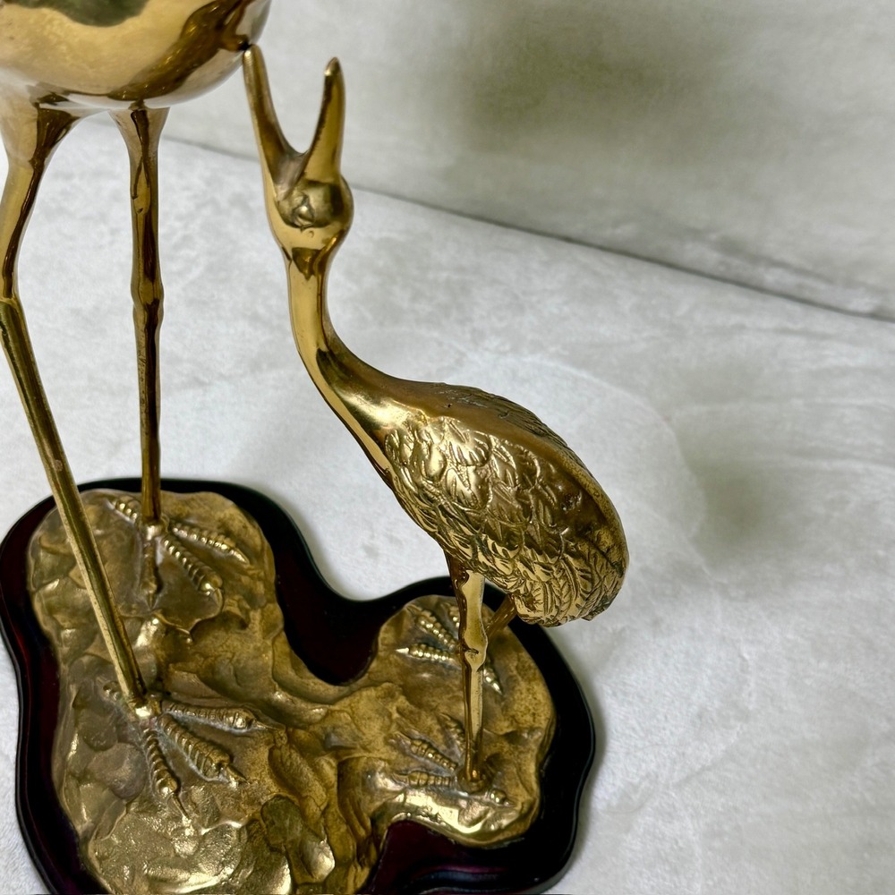 Brass Crane Heron Statue Gold Bird Sculpture MCM Hollywood Regency Vintage 17" - Picture 11 of 16